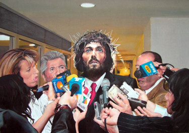 OPERAZIONE MEDIATICA Painting titled "OPERAZIONE MEDIATICA" by Silvano Battimiello, Original Artwork, Oil