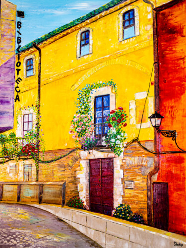 제목이 "Old house opposite…"인 미술작품 Natalia Shchipakina로, 원작, 기름 나무 들것 프레임에 장착됨
