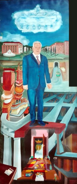 IL PENSIERO DEL PADRE Peinture intitulée "IL PENSIERO DEL PAD…" par Silvano Battimiello, Œuvre d'art originale, Huile