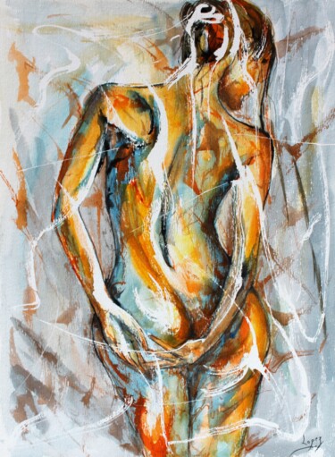 534 : Nue de dos Peinture intitulée "534 : Nue de dos" par Jean-Luc Lopez, Œuvre d'art originale, Aquarelle