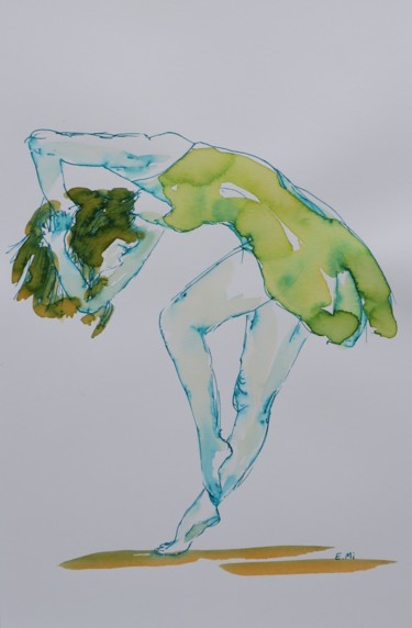 Dessin intitulée "Equilibre" par Evelyne Michel, Œuvre d'art originale, Encre