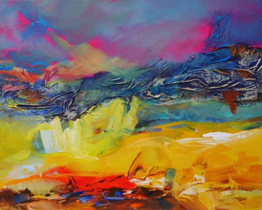 Peinture intitulée "Landscape abstracti…" par Alexandra Ghimisi, Œuvre d'art originale, Acrylique