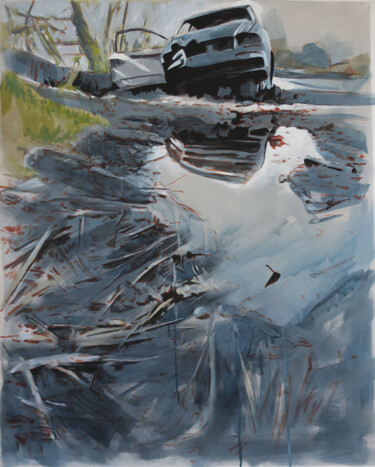 Painting titled "Avignon, bord de Du…" by Marie-Odile Ginies, Original Artwork, Acrylic