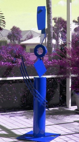 Sculpture titled "Blue yet Joyful" by Richard Beaulieu, Original Artwork, Metals