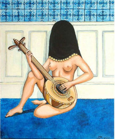 La musicienne Peinture intitulée "La musicienne" par Florence H, Œuvre d'art originale, Acrylique