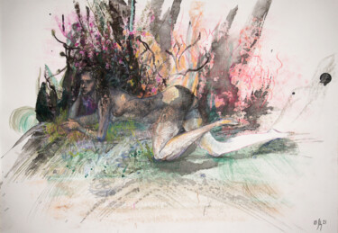 Virgin L. in the garden - original artwork Pintura titulada "Virgin L. in the ga…" por Maria Shedrina, Obra de arte original, Tinta