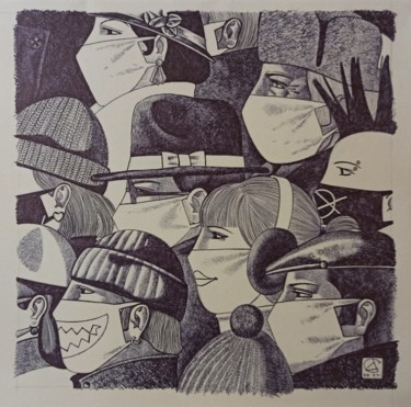 Drawing titled "Monday morning" by Andrey Simakov, Original Artwork, Ink
