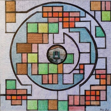 图画 标题为“labyrinthe des cham…” 由Marianne Camus, 原创艺术品, 铅笔