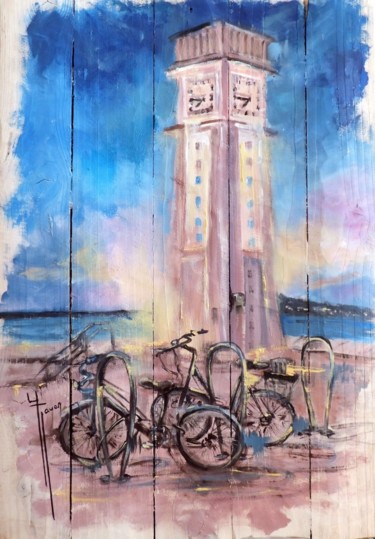 Peinture intitulée "L'horloge des Sable…" par Yveline Javer, Œuvre d'art originale, Huile