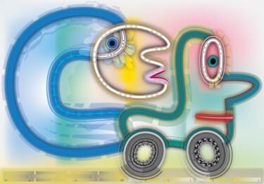 Le moniteur de conduite • The Driving Instructor Digitale Kunst mit dem Titel "Le moniteur de cond…" von Bernd Wachtmeister, Original-Kunstwerk, 2D digitale Arbeit