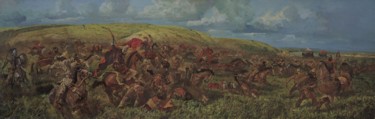 Ancient times. The battle of the Greeks with the Scythians. Schilderij getiteld "Ancient times. The…" door Andrey Serebryakov, Origineel Kunstwerk, Olie