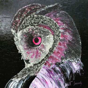Purple owl Peinture intitulée "Purple owl" par Fabien Dessoly (Symbolic Art BZH), Œuvre d'art originale, Acrylique Monté sur Châssis en…