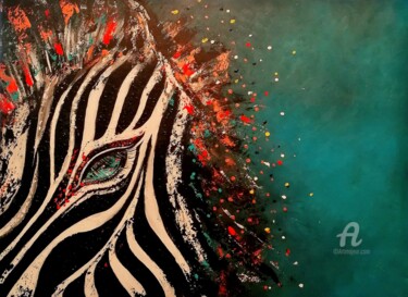 Peinture intitulée "ZEBRA ATTITUDE" par Alexandra Isler, Œuvre d'art originale, Acrylique Monté sur Châssis en bois