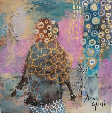 Peinture intitulée "La belle à l'étole" par Anna Grazi, Œuvre d'art originale, Acrylique