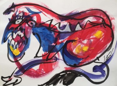 Painting titled "Beast" by Trajche Chatmov (Chatma), Original Artwork, Acrylic