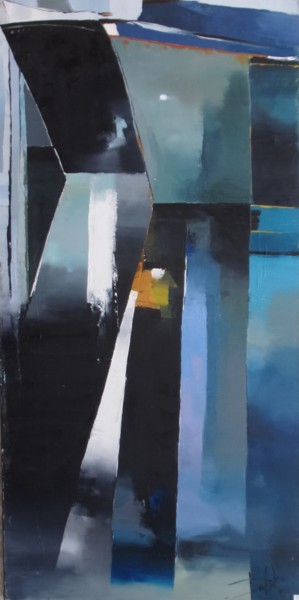 Peinture intitulée "Reflets aux étraves" par Celine Dabot, Œuvre d'art originale, Huile