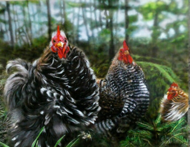 绘画 标题为“Rooster Attitude” 由Maria Arias, 原创艺术品, 丙烯 安装在其他刚性面板上