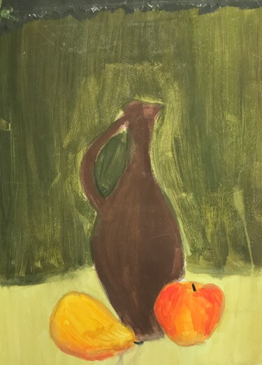 APPLE AND PEAR Peinture intitulée "APPLE AND PEAR" par Anastasija Terskiha, Œuvre d'art originale, Gouache