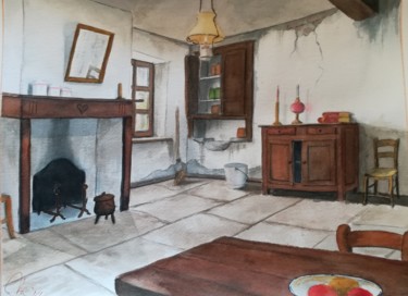 Peinture intitulée "Pièce à vivre" par Mickael Thébault, Œuvre d'art originale, Aquarelle