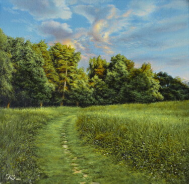 Road to forest Peinture intitulée "Road to forest" par Sergey Kuzmin, Œuvre d'art originale, Huile