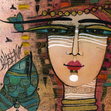 Poissons dans mes cheveux 2 Painting titled "Poissons dans mes c…" by Albena Vatcheva, Original Artwork, Oil Mounted on Wood Stretcher frame