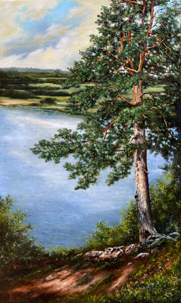 The pine on the shore Painting titled "The pine on the sho…" by Oleg Baulin, Original Artwork, Oil