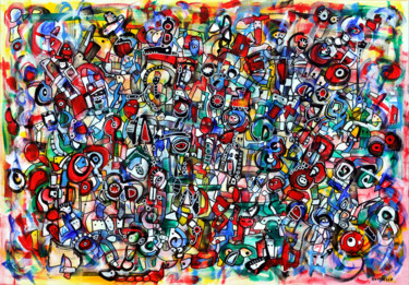 Pittura intitolato "Micro universe of j…" da Riccardo Vitiello, Opera d'arte originale, Acrilico Montato su Telaio per barel…