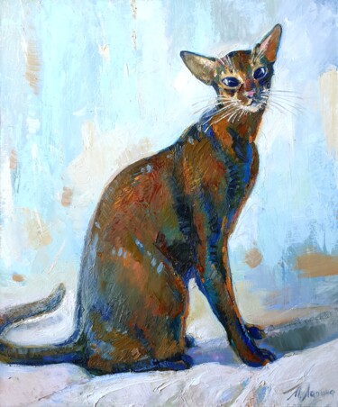 绘画 标题为“"Cloud Abyssinian"” 由Tatiana Lapina, 原创艺术品, 油 安装在木质担架架上