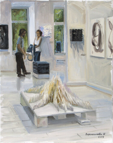 Painting titled "Открытый клуб" by Voroshilova Nataliia, Original Artwork, Oil