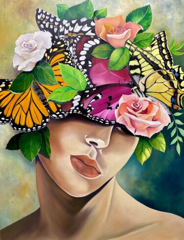 Peinture intitulée "La Vénus aux papill…" par Sandrine Paolinetti, Œuvre d'art originale, Huile