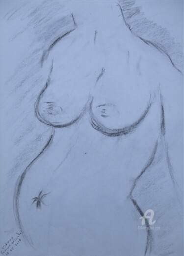 Pauline enceinte Drawing titled "Pauline enceinte" by Roberto Urbano, Original Artwork, Charcoal