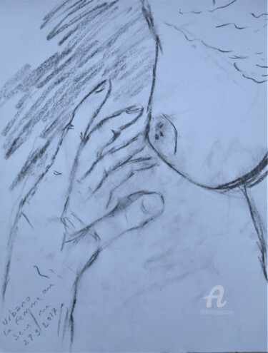 Drawing titled "Les Seins de Sabine" by Roberto Urbano, Original Artwork, Charcoal
