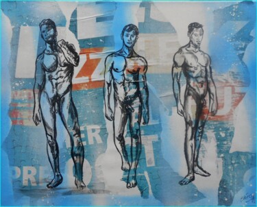Peinture intitulée "three boys" par Erik Hils, Œuvre d'art originale, Acrylique
