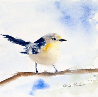 Peinture intitulée "Oiseau moqueur" par Martine Saint Ellier, Œuvre d'art originale, Aquarelle