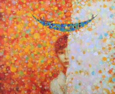 Blue river 제목이 "Blue river"인 미술작품 Natalya Chepulskaya로, 원작, 기름 나무 들것 프레임에 장착됨