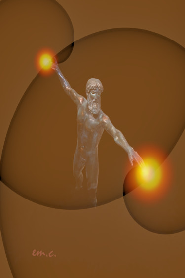 Digital Arts με τίτλο "Poseidon God Fire" από Manos Chronakis, Αυθεντικά έργα τέχνης, Χειρισμένη φωτογραφία