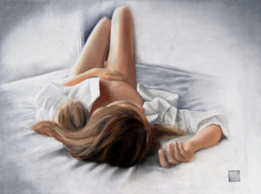 Dessin intitulée "Nonchalance" par Jean-Pierre André Leclercq, Œuvre d'art originale, Pastel
