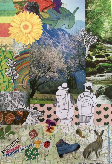 Collages intitulée "Belle randonnée" par Nathalie Vanlaer, Œuvre d'art originale, Collages