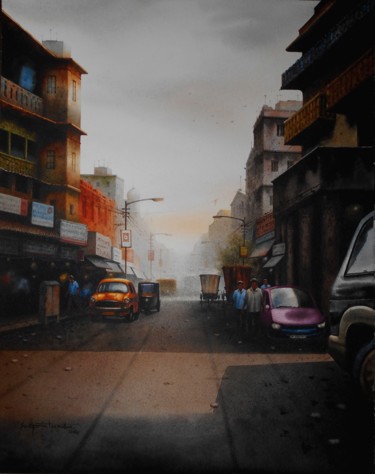绘画 标题为“kolkata chandni cho…” 由Sudipta Karmakar, 原创艺术品, 水彩