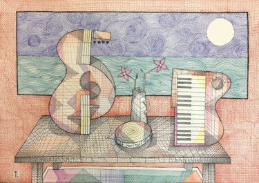 Mesa de Músico (Musician Table) - Quarentena "Mesa de Músico (Mus…" başlıklı Resim José Roberto Teixeira Leite Junior tarafından, Orijinal sanat, Işaretleyici