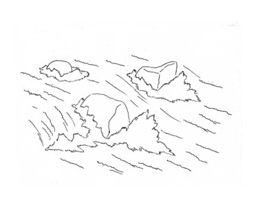 Dessin intitulée "Torrent" par Jean Christophe Ravier, Œuvre d'art originale, Stylo à bille