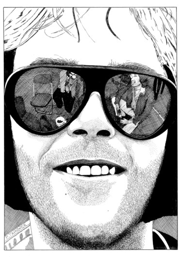Dessin intitulée "Neil Young" par Pascal Tavarner, Œuvre d'art originale, Encre
