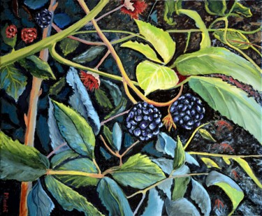 Peinture intitulée "Mûres mures" par Pascal Baudot, Œuvre d'art originale, Huile Monté sur Châssis en bois