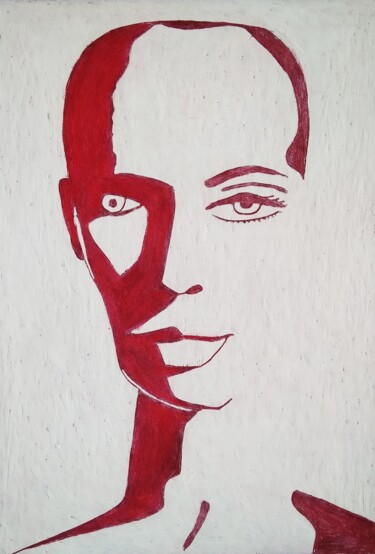 「Red portrait」というタイトルの描画 Анна Жулеваによって, オリジナルのアートワーク, パステル
