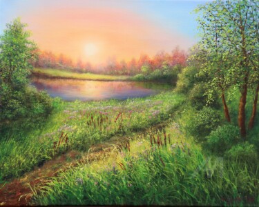 Malerei mit dem Titel "A beautiful evening" von Ludmilla Ukrow, Original-Kunstwerk, Öl