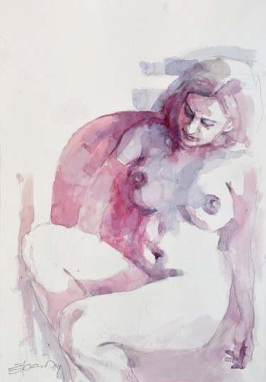 제목이 "baignade ( bathing )"인 미술작품 Goran Žigolić (watercolors)로, 원작, 수채화
