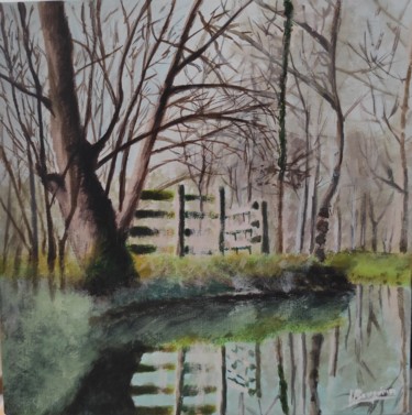 Painting titled "Marais" by Laurent Bougouin, Original Artwork, Acrylic