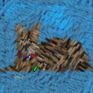 Digital Arts με τίτλο "Blue Cat" από Manos Chronakis, Αυθεντικά έργα τέχνης, Ψηφιακή ζωγραφική