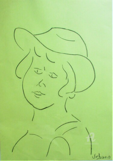 제목이 "L'enfant au chapeau"인 그림 Roberto Urbano로, 원작, 숯