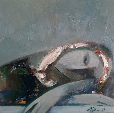 Sleeping (35x35cm, oil/canvas, abstract portrait) 绘画 标题为“Sleeping (35x35cm,…” 由Mateos Sargsyan, 原创艺术品, 油 安装在木质担架架上